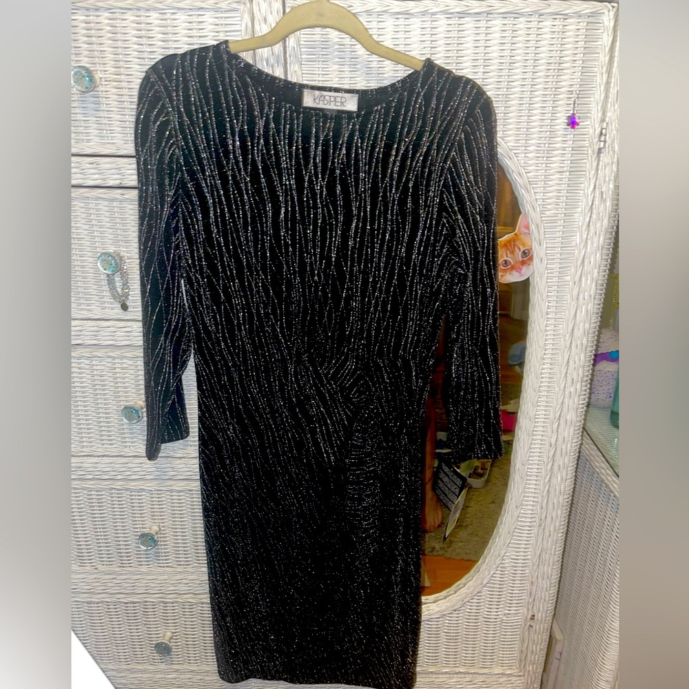 NWT KASPER faux wrap dress, M